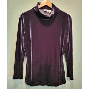 Vtg Purple Stretch Velvet Long Sleeve Turtleneck Top Apart Impressions Sz 1X